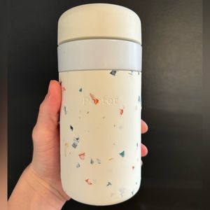 Porter Ceramic Tumbler with silicone exterior in terrazzo cream
